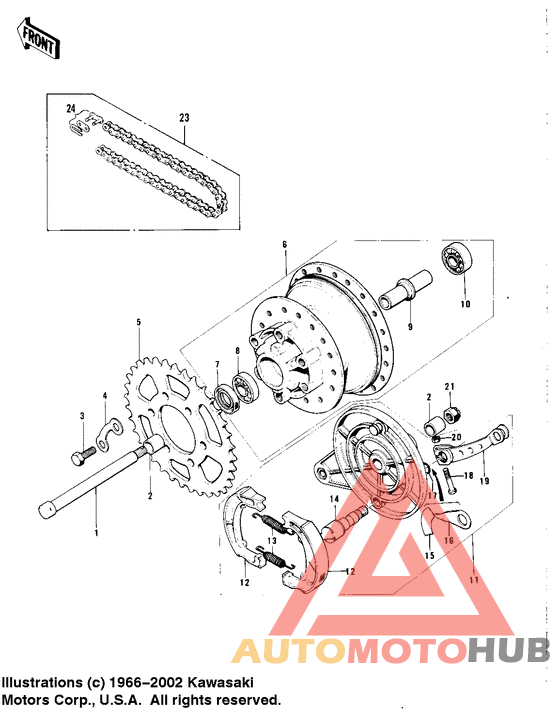 Rear hub/brake/chain