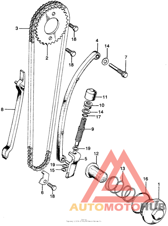 Cam chain tensioner + oil filter screen