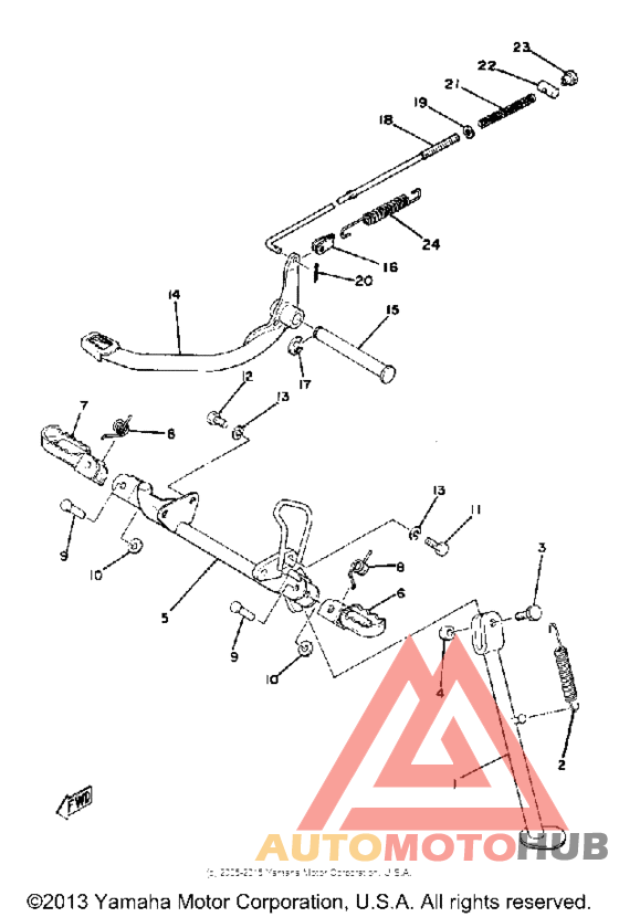 Stand-footrest-brake pedal