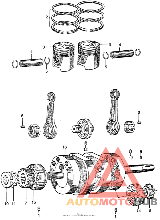 Crankshaft + connecting rod + piston (2)