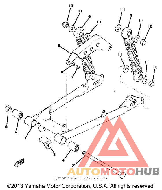 Rear arm-rear cushion-chain case