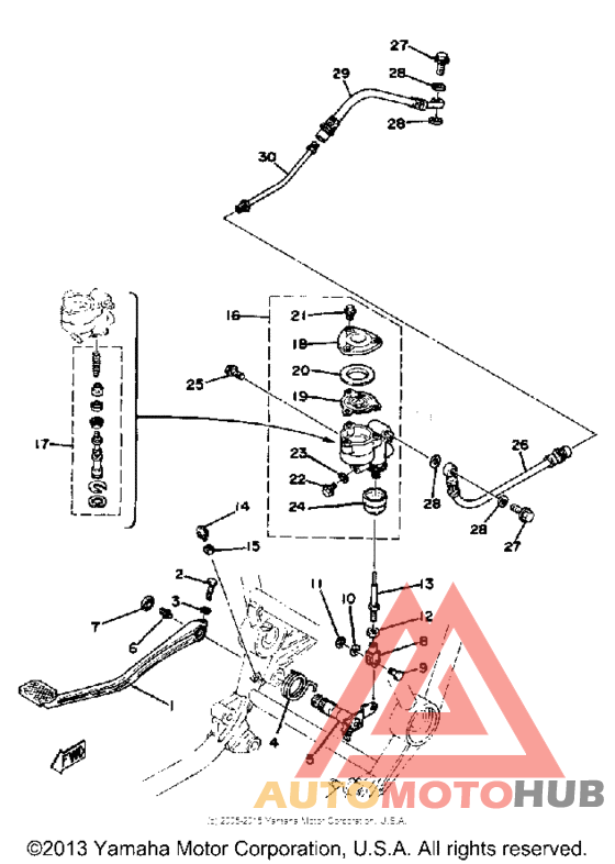 Brake pedal - rear master cylinder