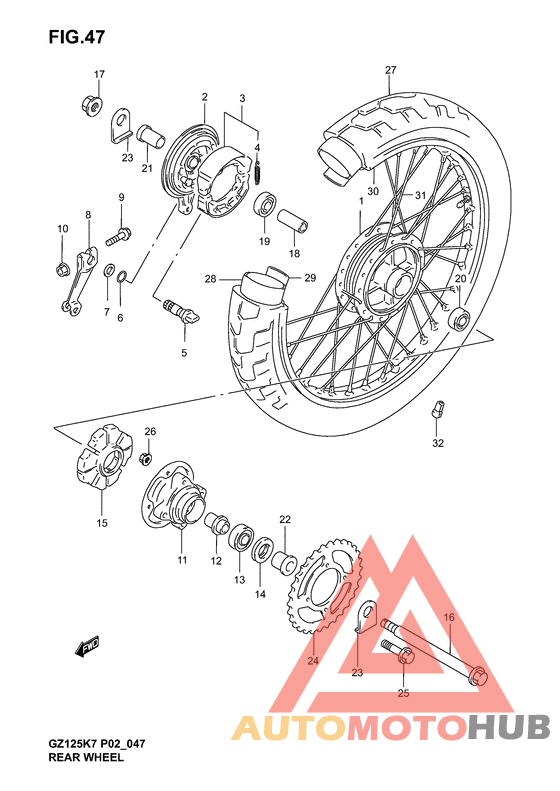 Rear wheel complete assy