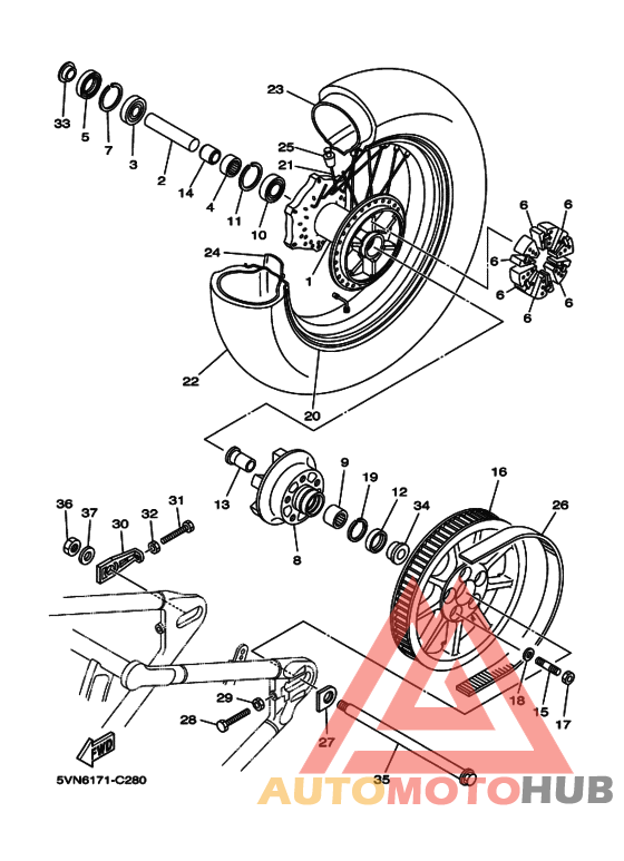 Rear wheel complete assy