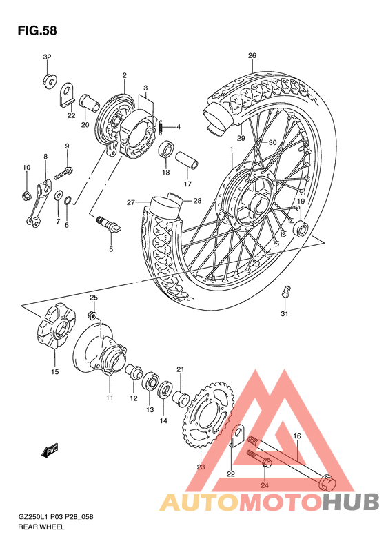 Rear wheel complete assy