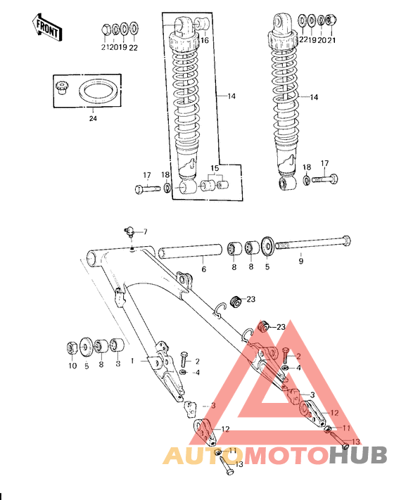 Swing arm/shock absorbers