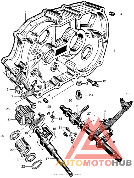 Gear change + right crankcase