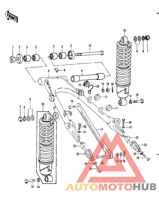 Swing arm/shock absorbers