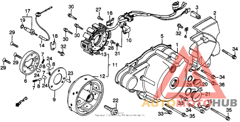 Left crankcase cover + alternator