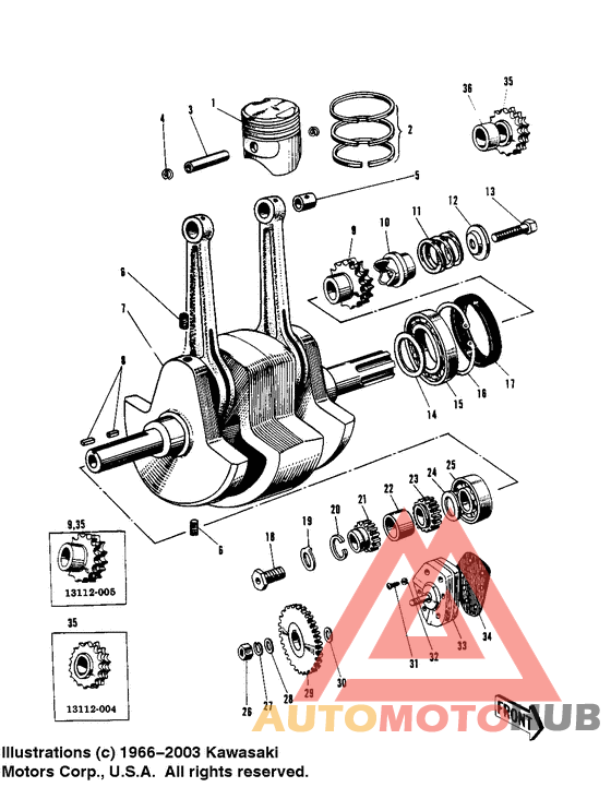 Crankshaft/pistons/oil pump