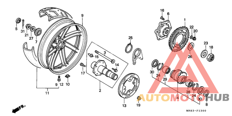 Rear wheel complete assy
