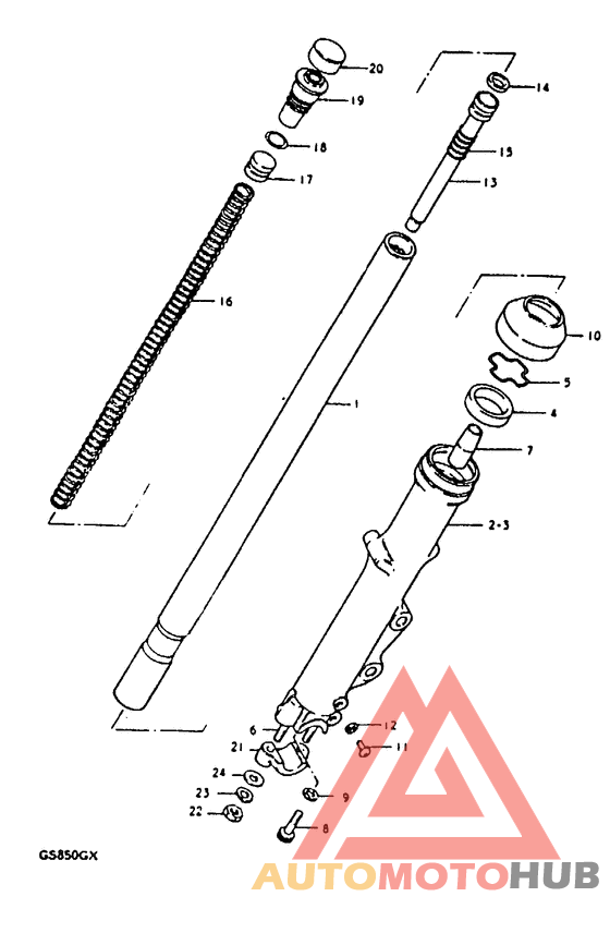 Front fork (e2, e4, e17, e18, e21, e22, e24, e25, e26, e34,