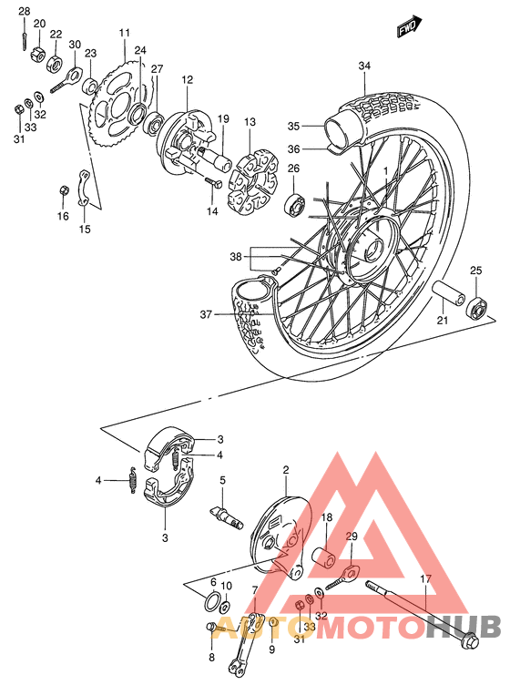 Rear wheel complete assy