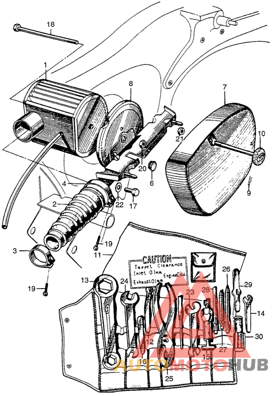Air cleaner + tool case + tools