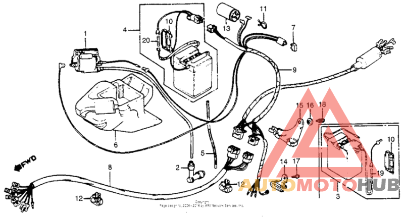 Wire harness + battery + ignition coil 79-80
