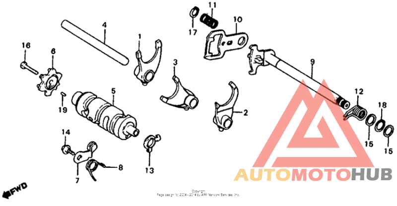 Shift drum + shift fork