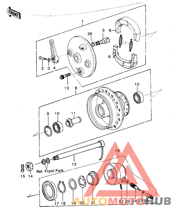 Front hub/brake
