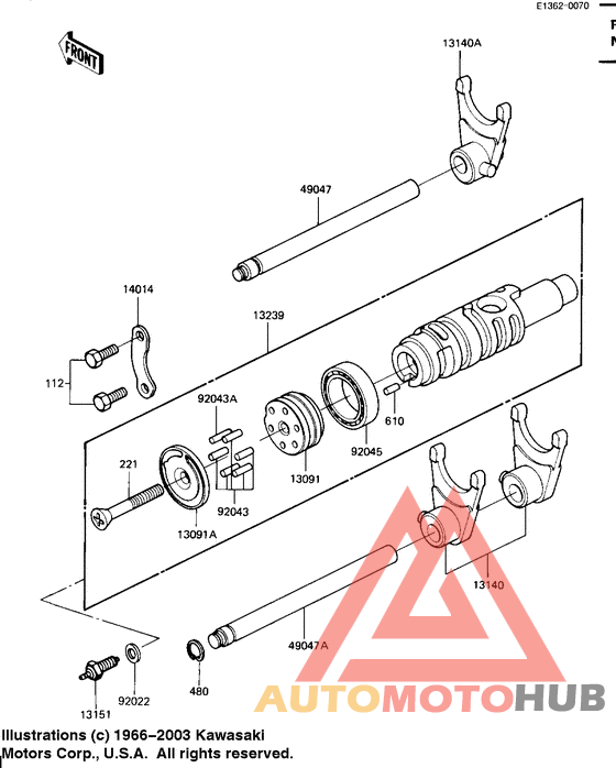 Gear change drum & forks