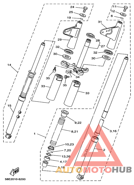 Front fork assy(ur silv