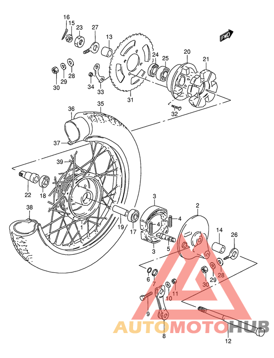 Rear wheel complete assy