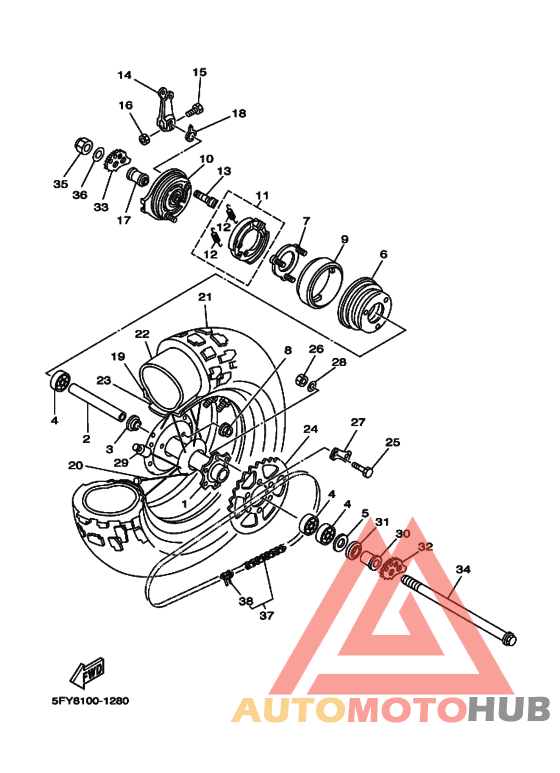 Rear wheel complete assy