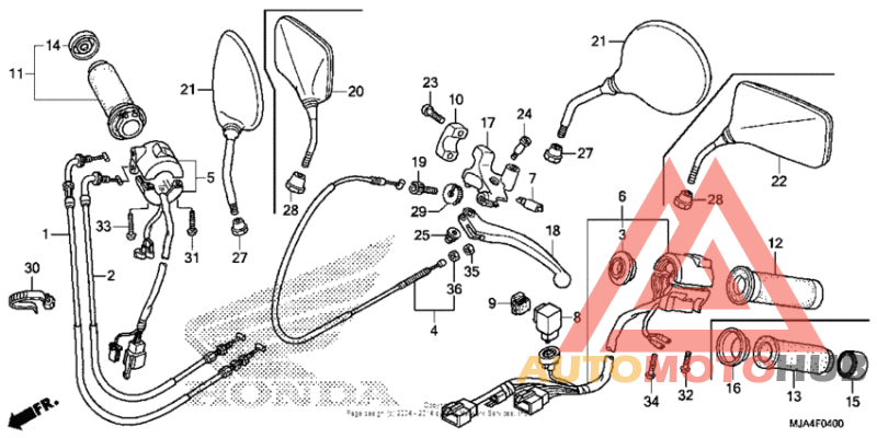 Handle lever + switch + cable