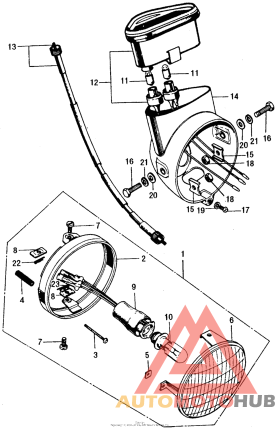 Headlight + speedometer