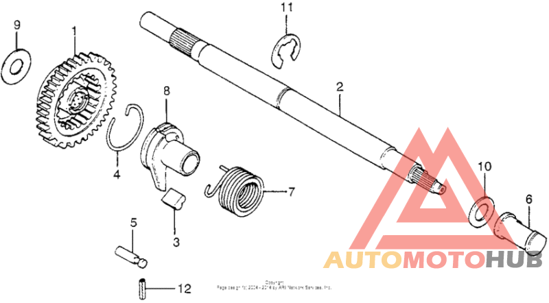 Kick starter gear + spindle
