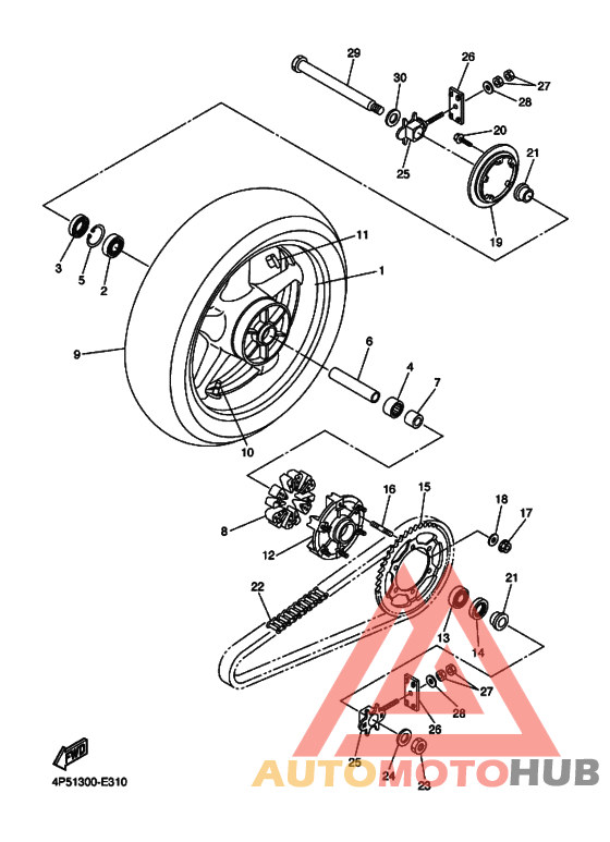 Rear wheel complete assy