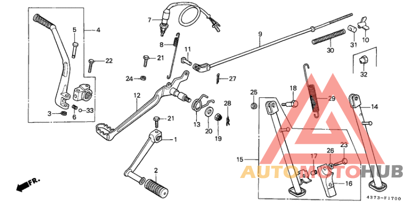 Pedal/kick starter arm