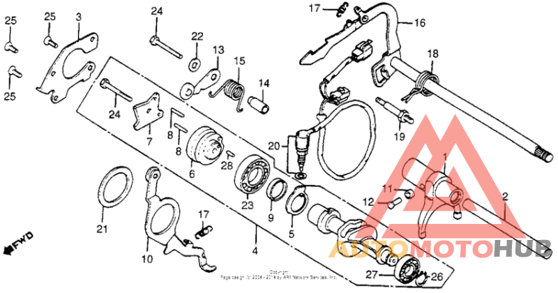 Cm400a gearshift drum + gearshift arm