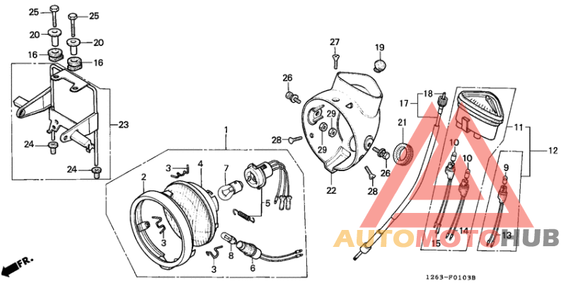 Headlight/speedometer