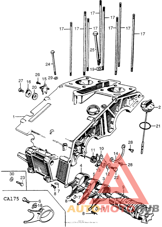 Upper crankcase + shift drum
