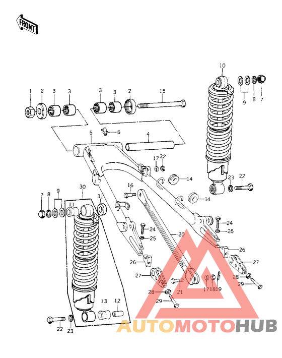 Swing arm/shock absorbers