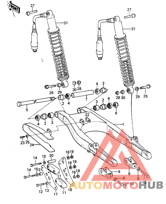 Swing arm/shock absorbers