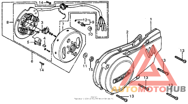 Left crankcase cover + alternator