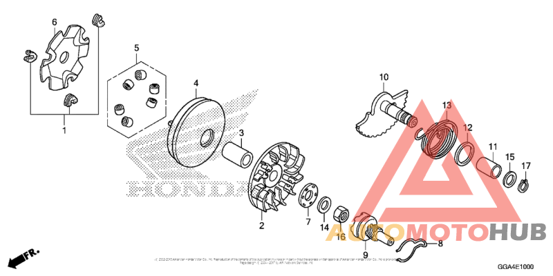 Drive Face + Kick Starter Spindle