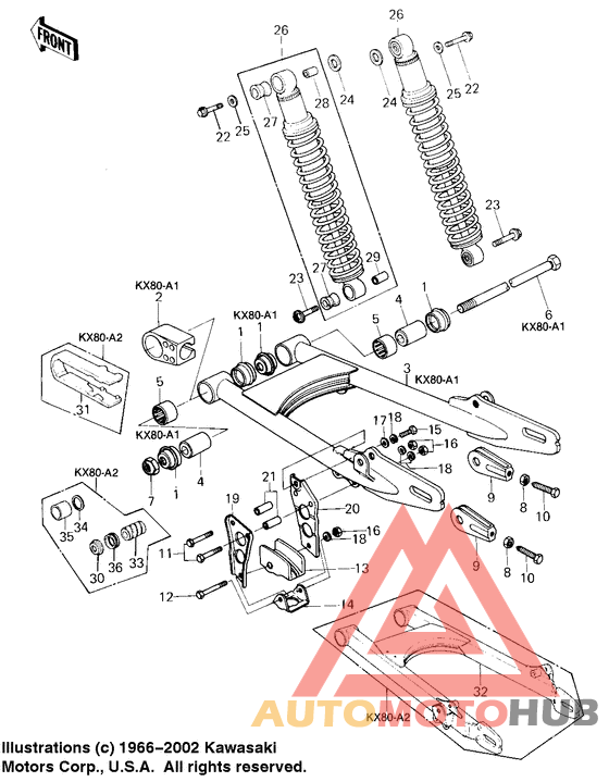 Swing arm/shock absorbers