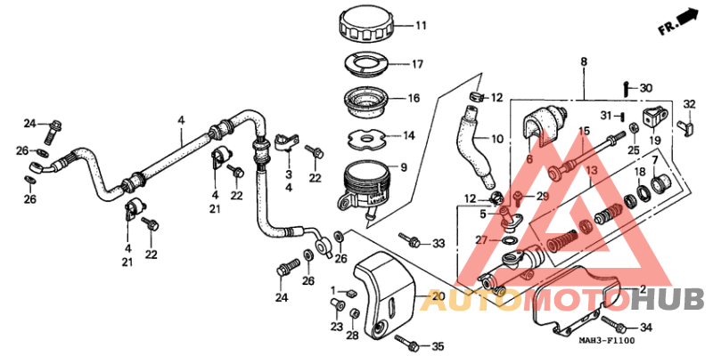 Rr. brake master cylinder