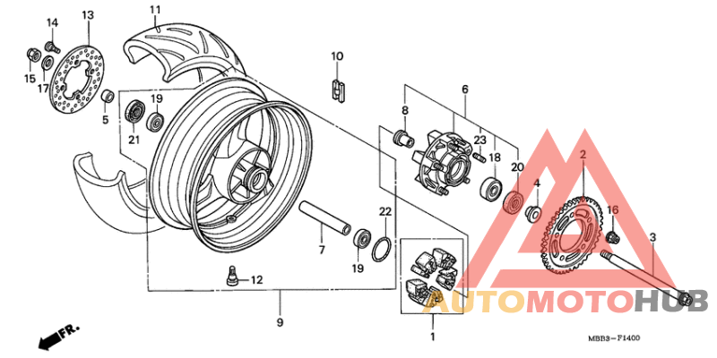 Rear wheel complete assy