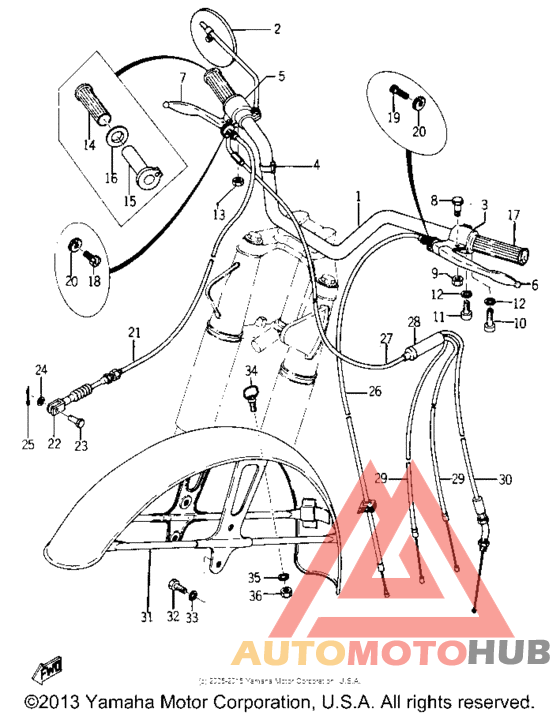 Handle wire - front fender