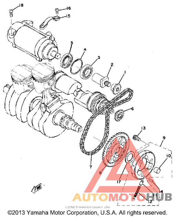 Starting motor unit