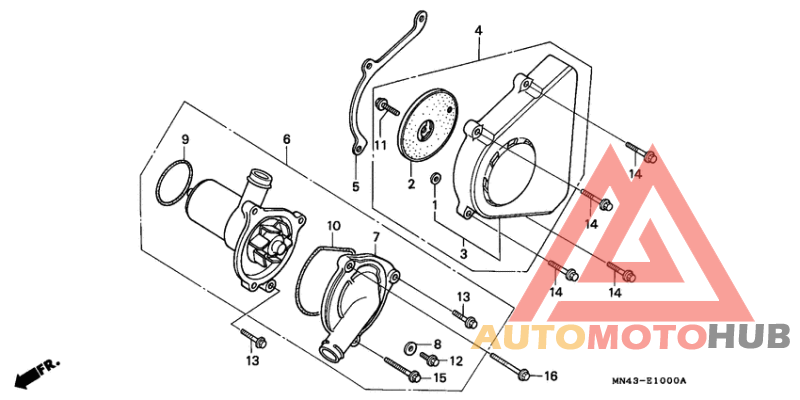 Left rear cover/ water pump