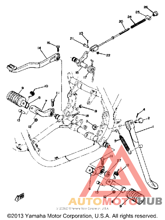 Stand footrest brake pedal
