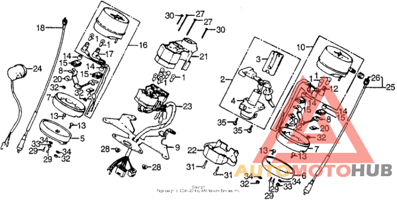 Speedometer + tachometer + key set