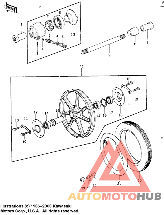 Front wheel/hub/tire