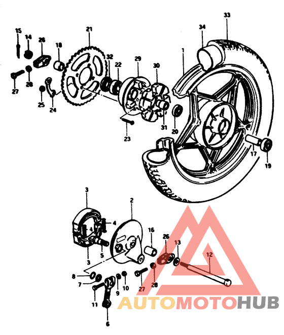 Rear wheel complete assy