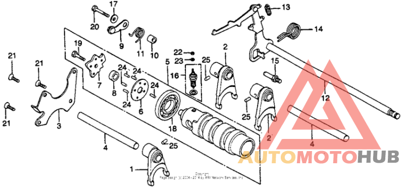 Gearshift drum + gearshift arm