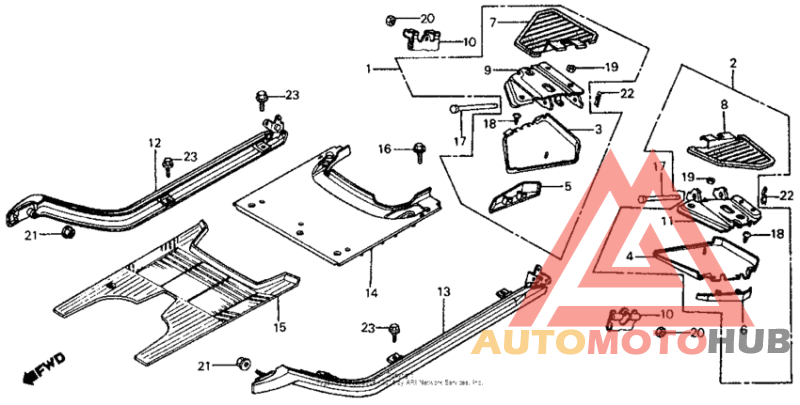 Side rail + floor panel + step