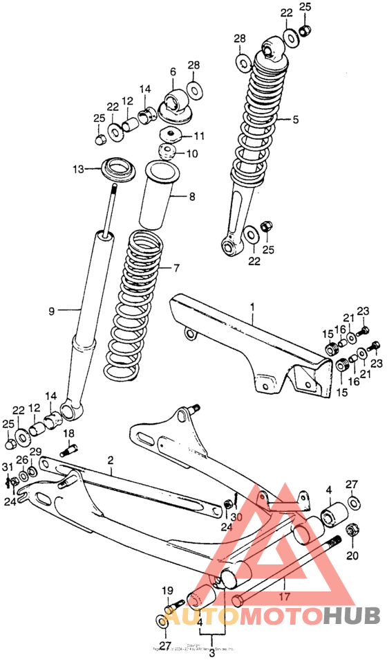 Swingarm + rear shock absorber